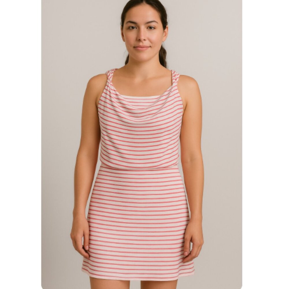 Weston Wear Striped draped neck tank dress red size small